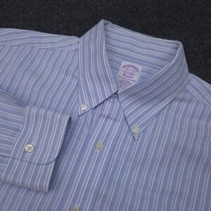 Brooks Brothers Mens 16.5-33 Blue Striped Classic Button Down Shirt‎  Non-Iron
